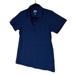 Slazenger Large Women's Navy Blue Short Sleeve Polo Golf Tennis Pickleball NWT